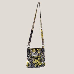 Vera Bradley Baroque Retired Crossbody Hipster Bag Quilted Cotton Black Yellow